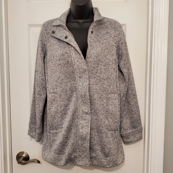 Lands' End Gray Herringbone Knit Jacket XS PETITE - Picture 2 of 11